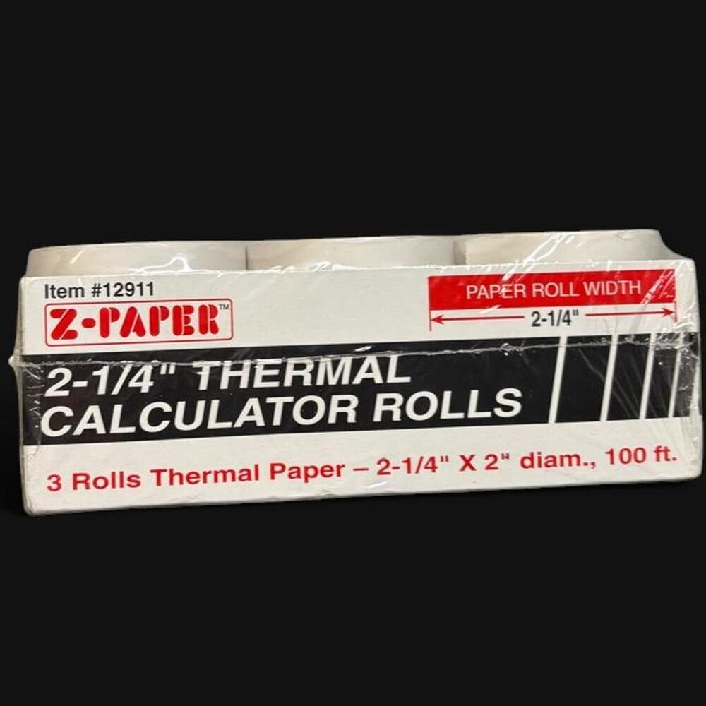 Z-Paper 2-1/4” Thermal Calculator Rolls – 3 Pack – New Sealed